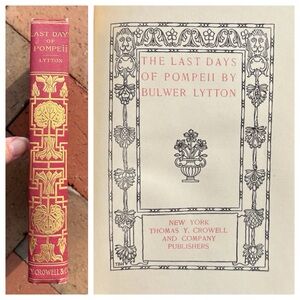 Gilt Spine Last Days of Pompeii Lord Lytton Vesuvius Glaucus Thomas Y Crowell